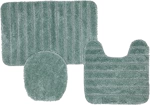 Mohawk Home Bath Rug Set, 20x30, 20x20 Contour and Universal Toliet Lid Cover, Aqua