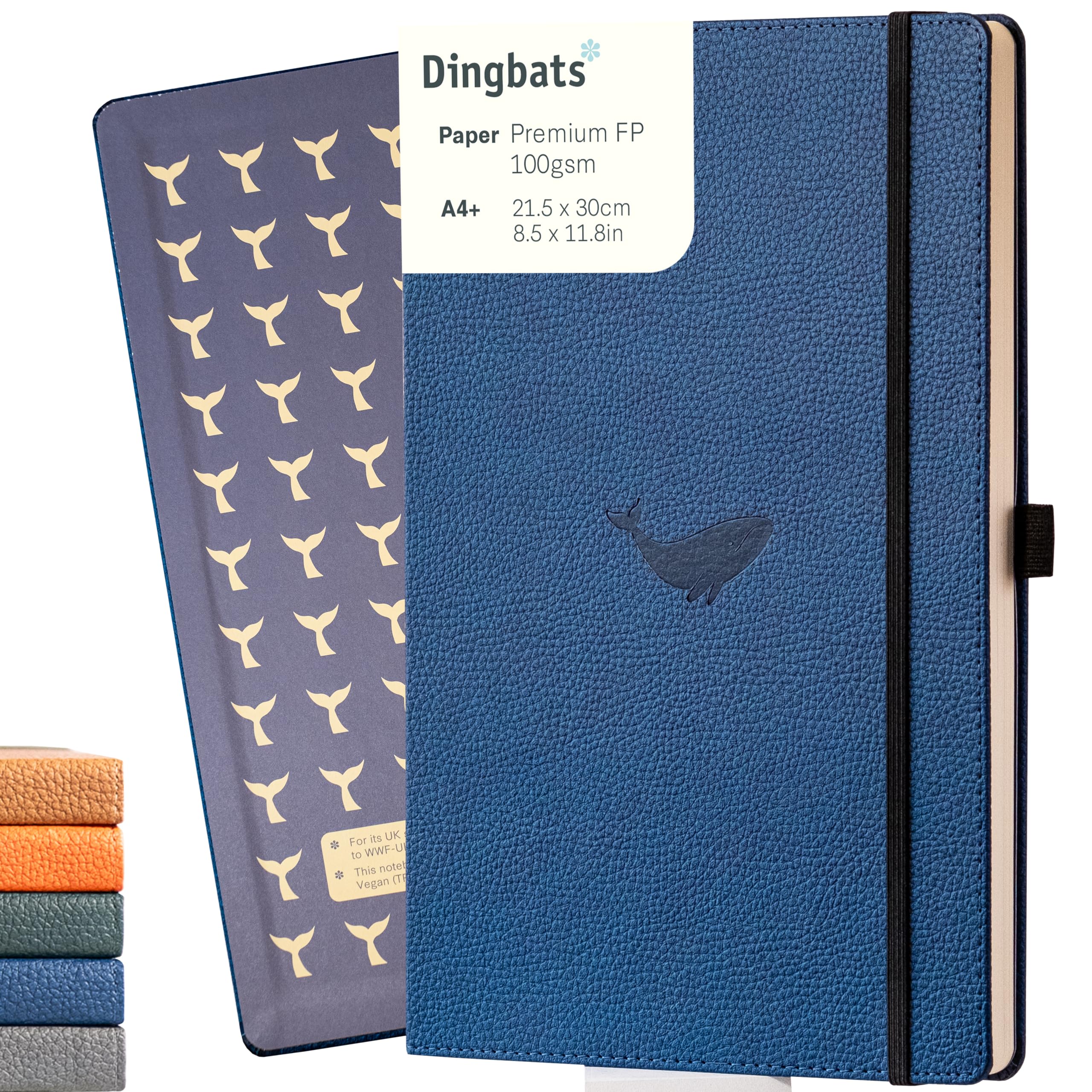 Dingbats* - Wildlife Squared Extra Large A4 Notebook - PU Leather Hardcover Journal for Work, Writing - Pocket, Elastic Closure, Pen Holder, Bookmark