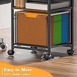 5-Tier Rolling File Cart Under Desk with