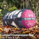 Trail Alpine 400 Hooded Sleeping Bag 0C -10C 2 Way Zipper Pink view 6