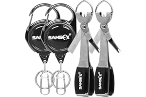 SAMSFX Fishing Knot Tying Tool with Retractor, Fly Fishing Nippers with Comfy Grip, Multifunctional Fishing Line Clipper, Mus