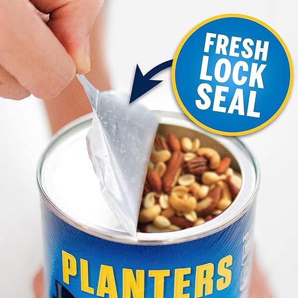 PLANTERS LIGHTLY SALTED MIXED NUTS, 15 OZ CANISTER – LESS THAN 50% PEANUTS BY WEIGHT (BREAK) ALMONDS, CASHEWS, PECANS, BRAZIL NUTS ROASTED IN PEANUT OIL – ON-THE-GO SNACK AND MOVIE SNACK – RESEALABLE CANISTER – KOSHER