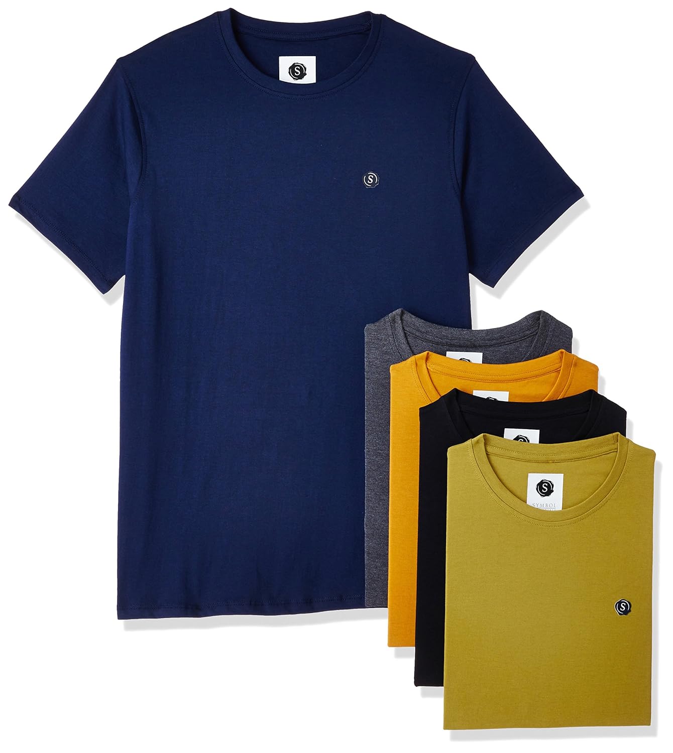 symbol amazon brand men's cotton round neck t-shirt (pack of 5)