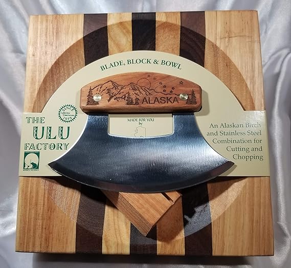 Alaska Ulu Knife and Chopping Bowl Boxed Set Mountains