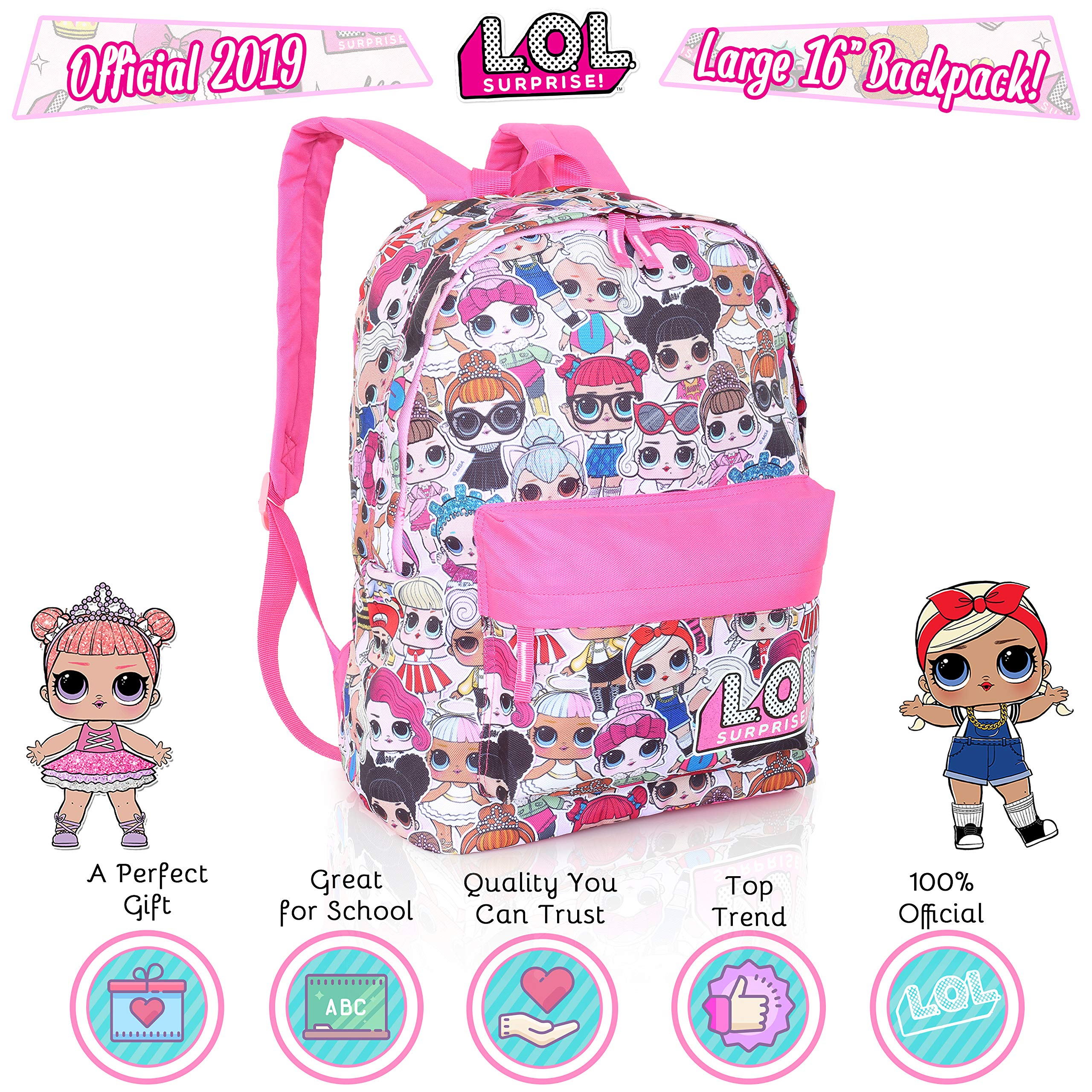 L.O.L. Surprise ! Backpack for Girls and Teens Featuring AllOver Dolls