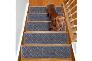 SMILOOL Stair Treads Non Slip for Wooden Steps Indoor 7 Pack 8" x 30" Stair Tread Carpet Stairs Runner, Step Pads with Reusable Adhesive for Dogs Kids Elders, Machine Washable, Grey