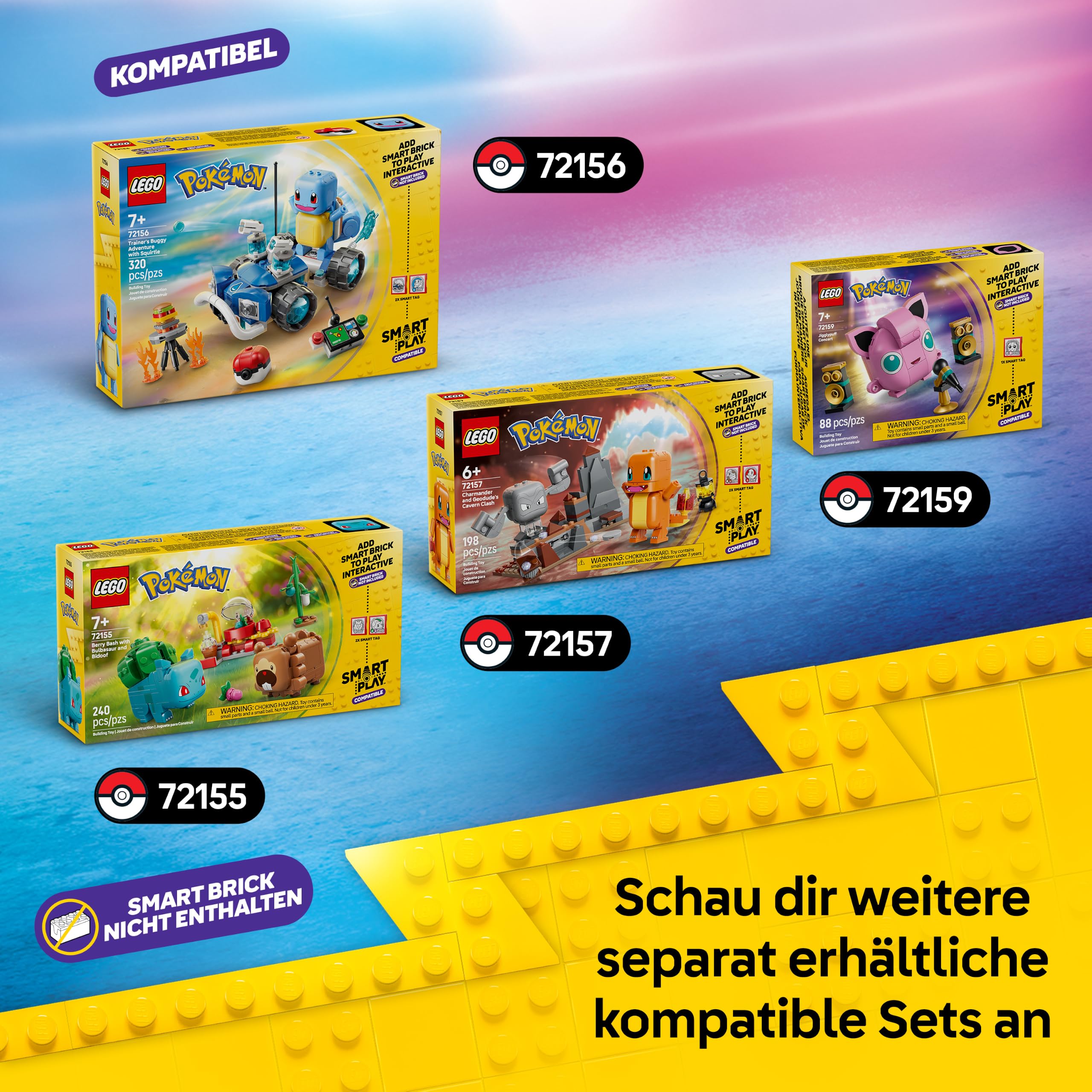 LEGO Pokémon SMART Play: Glumandas und Kleinsteins Höhlenduell - kompatibles interaktives Set mit 2 SMART Tags und 2 Pokémon Figuren - Geschenkidee für Kinder ab 6 Jahren - 72157 7