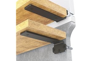 VANCASTLE Black Shelf Brackets Floating Shelf Bracket 6 Pack 6 Inch Heavy Duty Shelf Brackets Metal L Brackets for Shelve Brackets for Wood Shelves Pipe Hardware Wall Mount