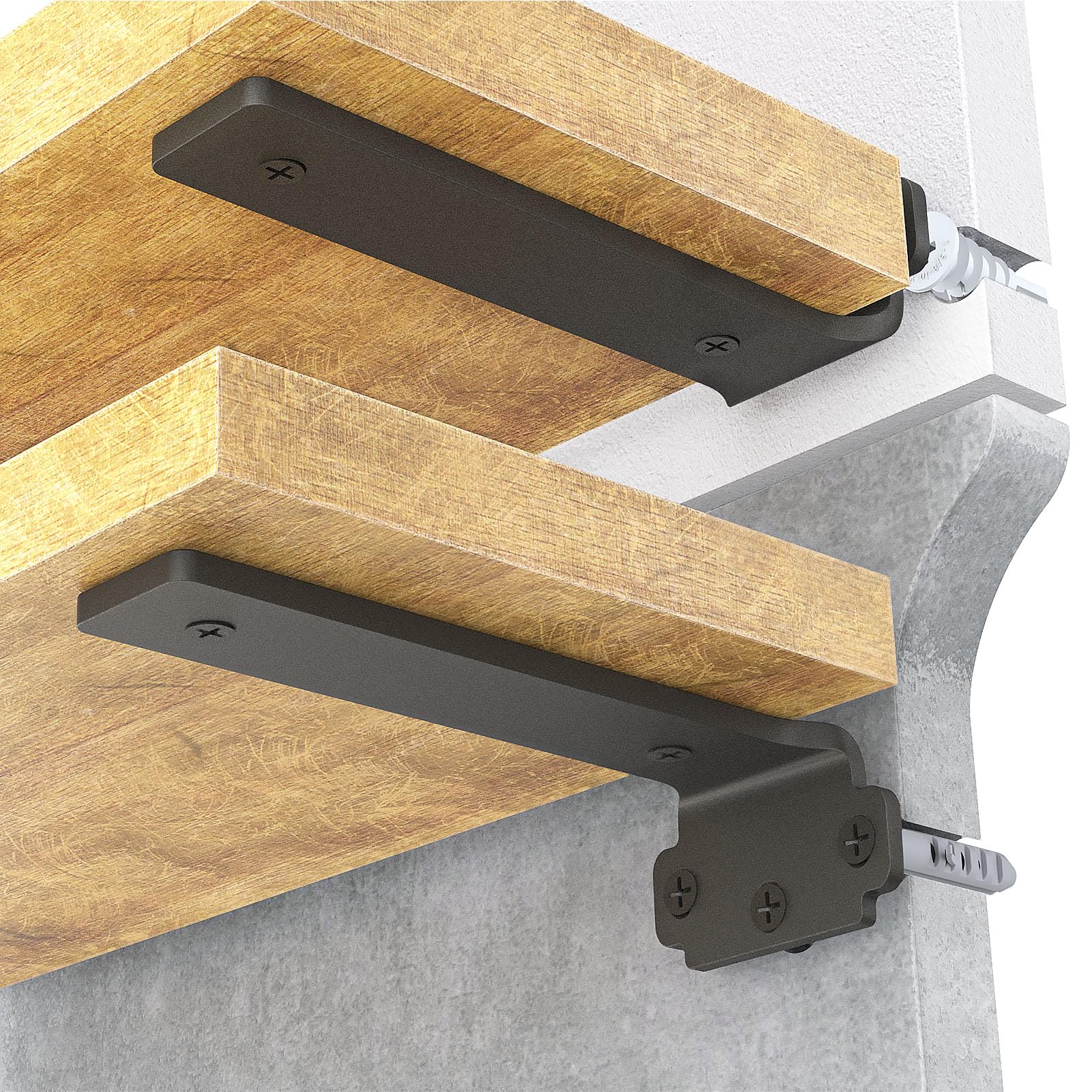 Photo 1 of Black Shelf Brackets Floating Shelf Bracket 6 Pack 6 Inch Heavy Duty Shelf Brackets Metal L Brackets for Shelve Brackets for Wood Shelves Pipe Hardware Wall Mount