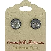 Summerfield Collection Hematite-tone Faux Stone Resin Stud Earrings 12mm Mystical Gray Pink