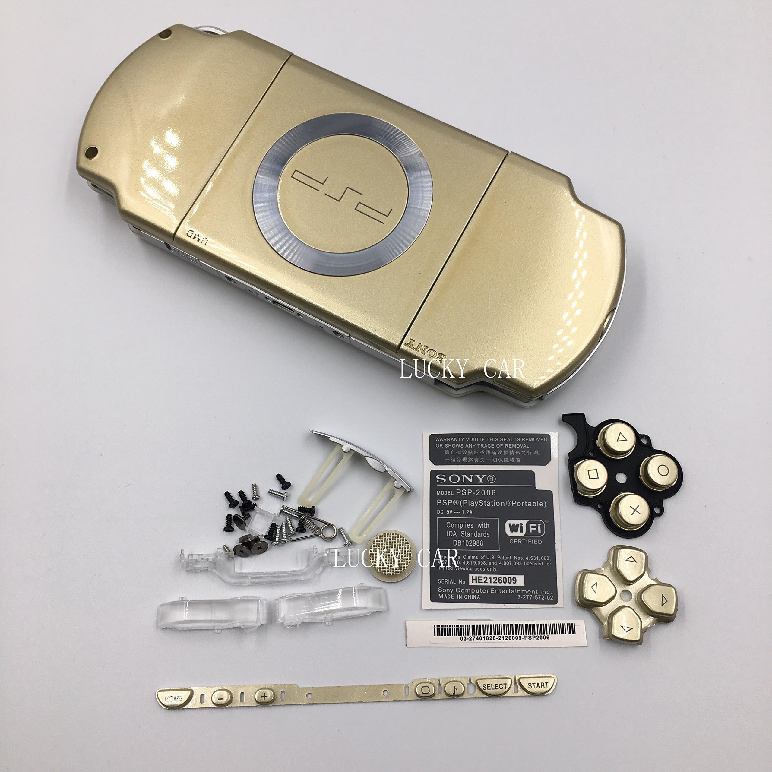 NEW Replacement Sony PSP 2000 Console Full Housing Shell Cover With Button Set -Gold.