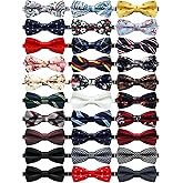 Jecery 30 Pcs Bow Ties for Men Pre Tied Men's Bow with Adjustable Neck Band Bowties Bulk for Wedding Formal Party