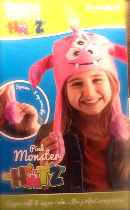 Snuggle Puppets Pop up Hat Cool PINK Monster hat with pop up