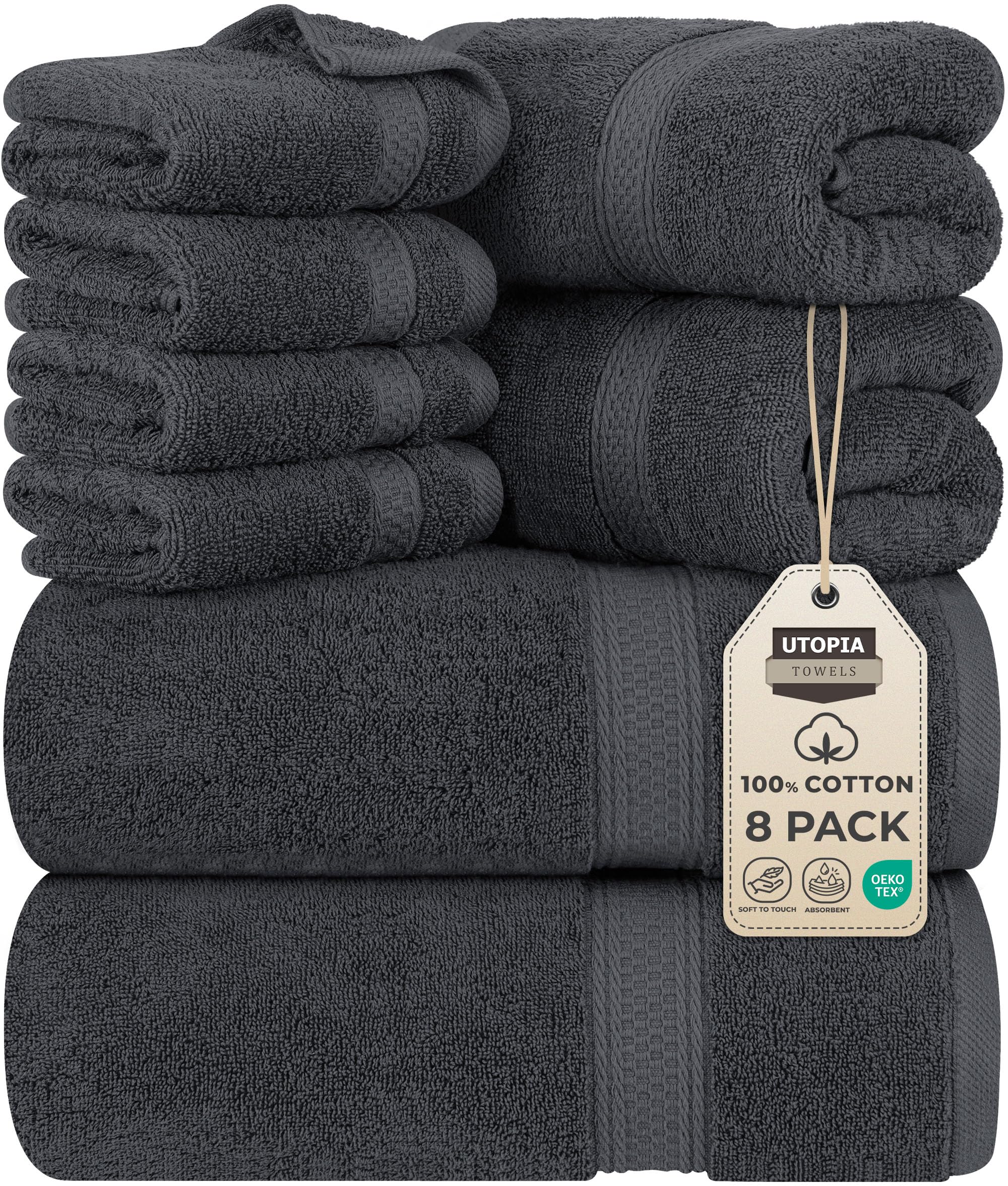 Utopia Towels 8 Piece Premium Towel Set, 2 Bath, 2