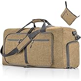 Vomgomfom 65L/85L/115L Foldable Travel Duffle Bag, Lightweight Checked Luggage with Shoe Compartment, Water-Resistant Weekender Overnight Bag for Men & Women
