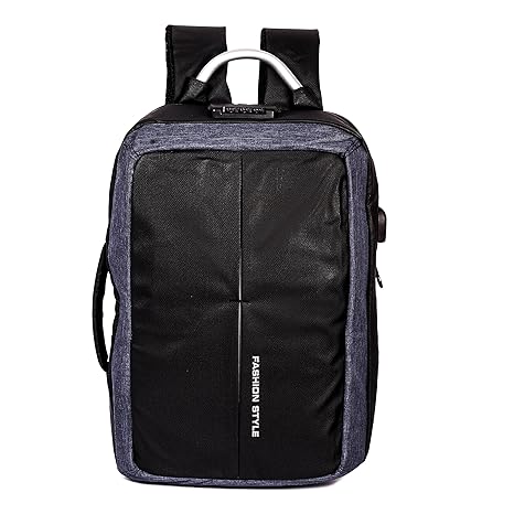 OnlineWorld Anti Theft Backpack Waterproof Laptop Bag with USB Charging Port, Office Bag, Travel Bag for Men and Women. (Black & Blue)