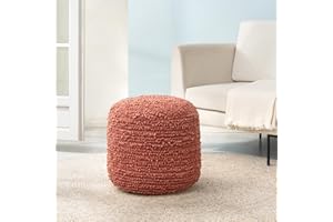 Anji Mountain 100% Handmade & Handcrafted Comfortable Home Décor Pouf Ottoman Footrest for Living Room, Bedroom, Nursery, Kidsroom, Patio Furniture - (22" x 22" x 17" - Terracotta)