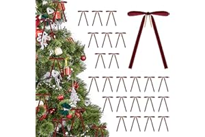 Der Rose 24Pcs Red Velvet Bows Burgundy Christmas Ornaments Ribbon Bows for Christmas Tree Garland Wreath Gift Home Indoor Ou