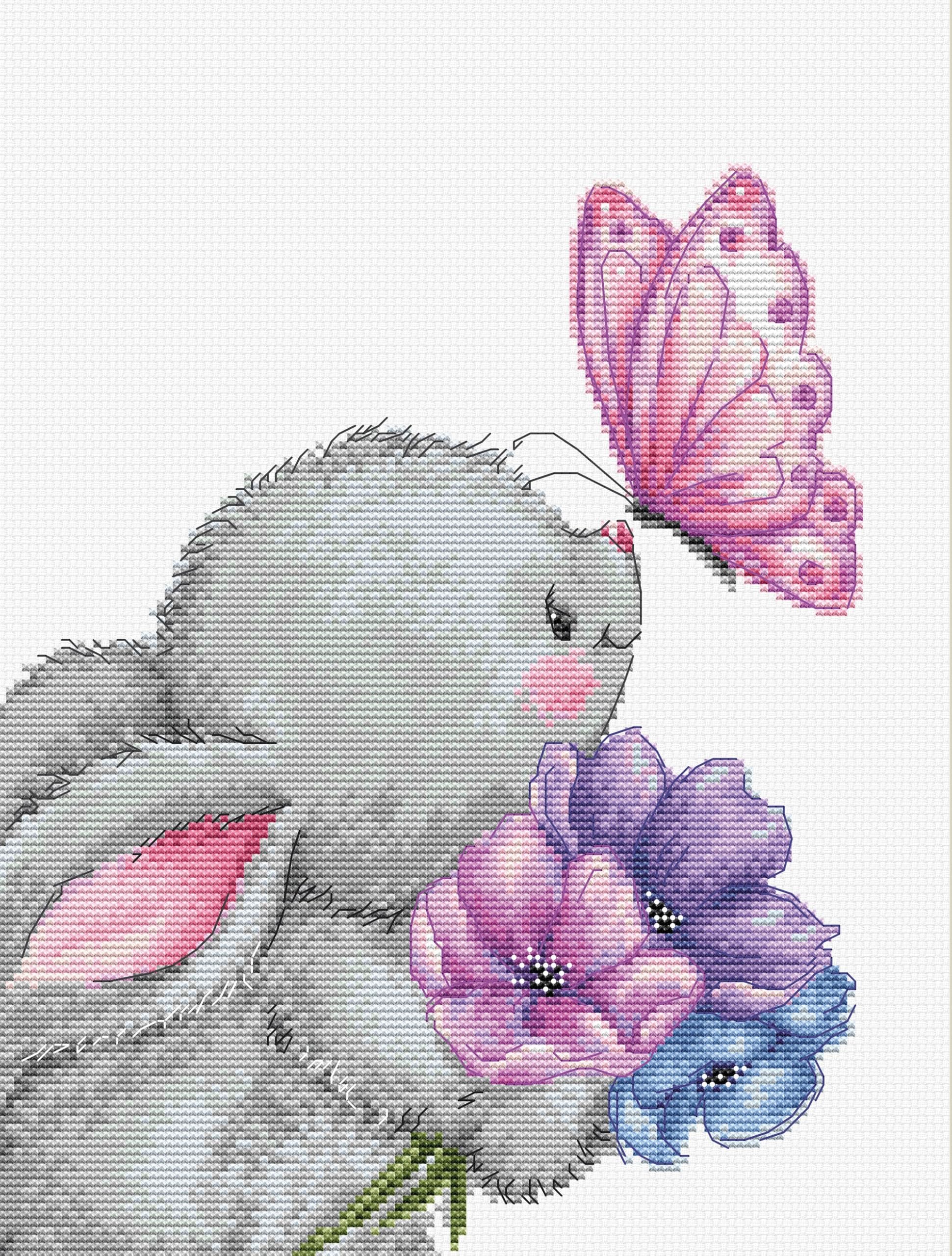 Luca-S Cross Stitch Kit, Rabbit and Butterfly, Embroidery Kit, B1235 — image 1