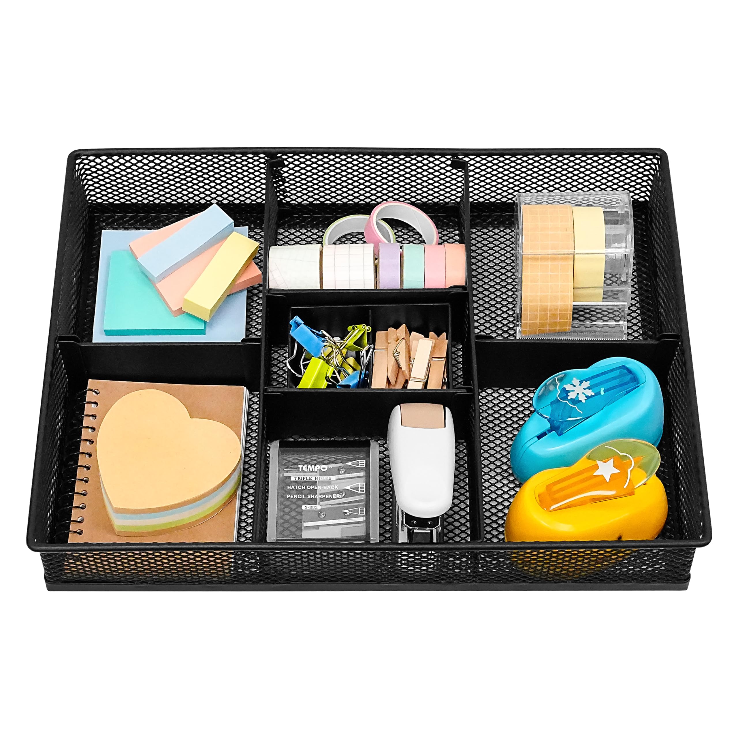 Photo 1 of * need dividers* CAXXA Mesh 3 Slot Desk Drawer Organizer with Four Adjustable Dividers - Black