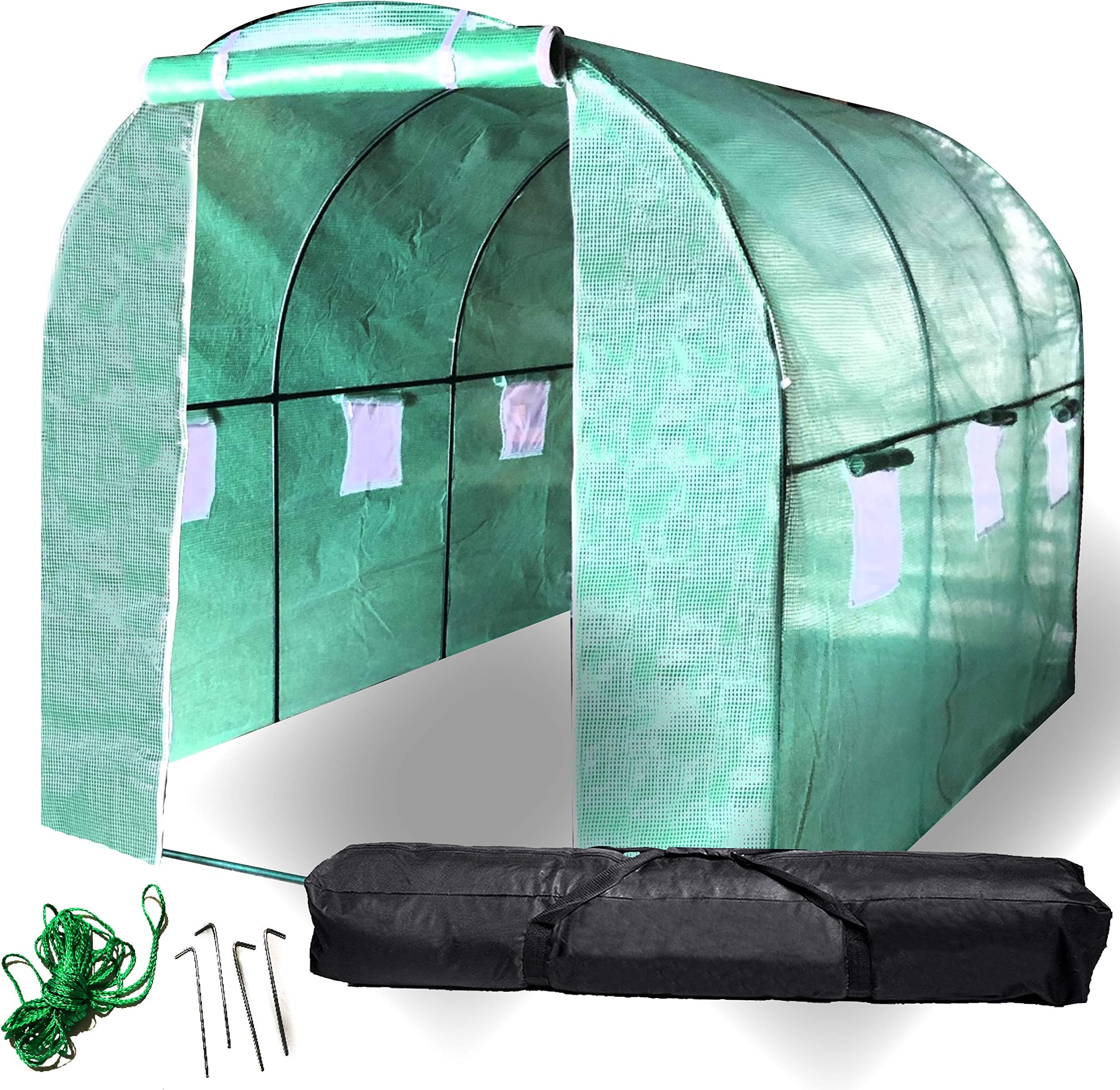 Backyard Expressions Patio · Home · Garden 911219 Greenhouse Walk in Tunnel Tent |10’x7’x7’ Portable Hot House for Plants, Flowers, Herbs | Bonus Carry Bag for Transporting/Storage, Green