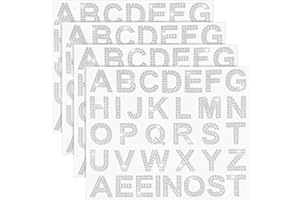 Zonon 136 Pieces Rhinestone Iron-on Letter Large Glitter Bling Alphabet Sticker Crystal Gemstone Border Self-Adhesive 34 Letters Sticker for Art Craft Clothing Fabric(Silver)
