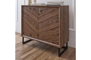 DG Casa Koa Modern Accent Chest Cabinet Table with 2 Doors & Adjustable Height Storage Organization Shelf for Hallway, Entryway, Living Room, Bedroom, or Foyer-Oak