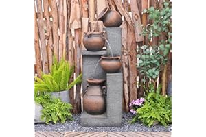 Bumilgar 53''H Water Fountain Outdoor Garden Fountain Large- 4 Tiered Cascading Bowls and Outdoor Fountains and Waterfalls with Lights for Garden, Patio, Backyard, Porch Home Art Decor