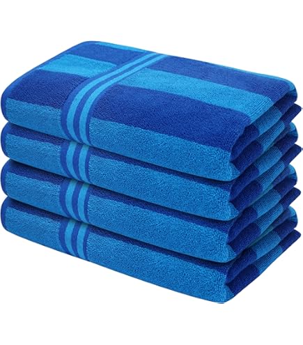 Organix Oversized Beach Towel 4-Pack – 36x72 Inches, 100% Ringspun Cotton, Quick Dry, Yellow Striped