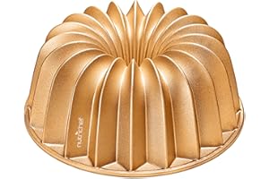 NutriChef Bundt Cake Pan - Die Cast Fluted Aluminum Cake Mold, Nonstick for Easy Release and Even Bake, Durable Design, Ideal
