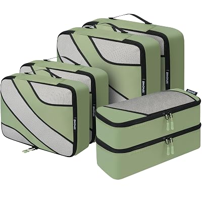 BAGAIL 6 Set Packing Cubes,Travel Luggage Packing Organizers (6Set MatchaGreen)