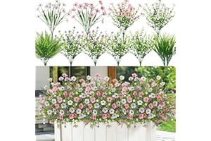 MEIVINES Artificial Flowers for Outdoors,12 Pcs UV Resistant Fake Flowers with Daisy Flowers Spring Artificial Plants & Flowe
