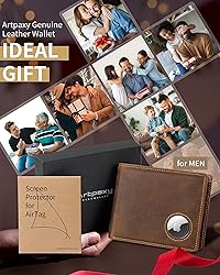 Mens Wallet With AirTag Holder, Bifold Leather RFID