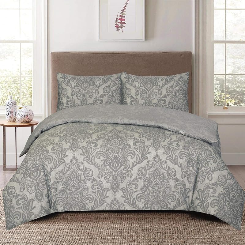 PRIME LINENS Duvet Cover Set 4 Pcs Brushed Microfibre Grey King Size
