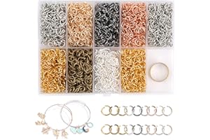 Gmma 6 mm Jump Rings for Jewelry Making 7 Colors 1800 Pcs Stainless Steel Jump Rings with Open/Close Tools for Necklace Bracelet Repair Keychains Jewelry Making Supplies(6mm/0.24")