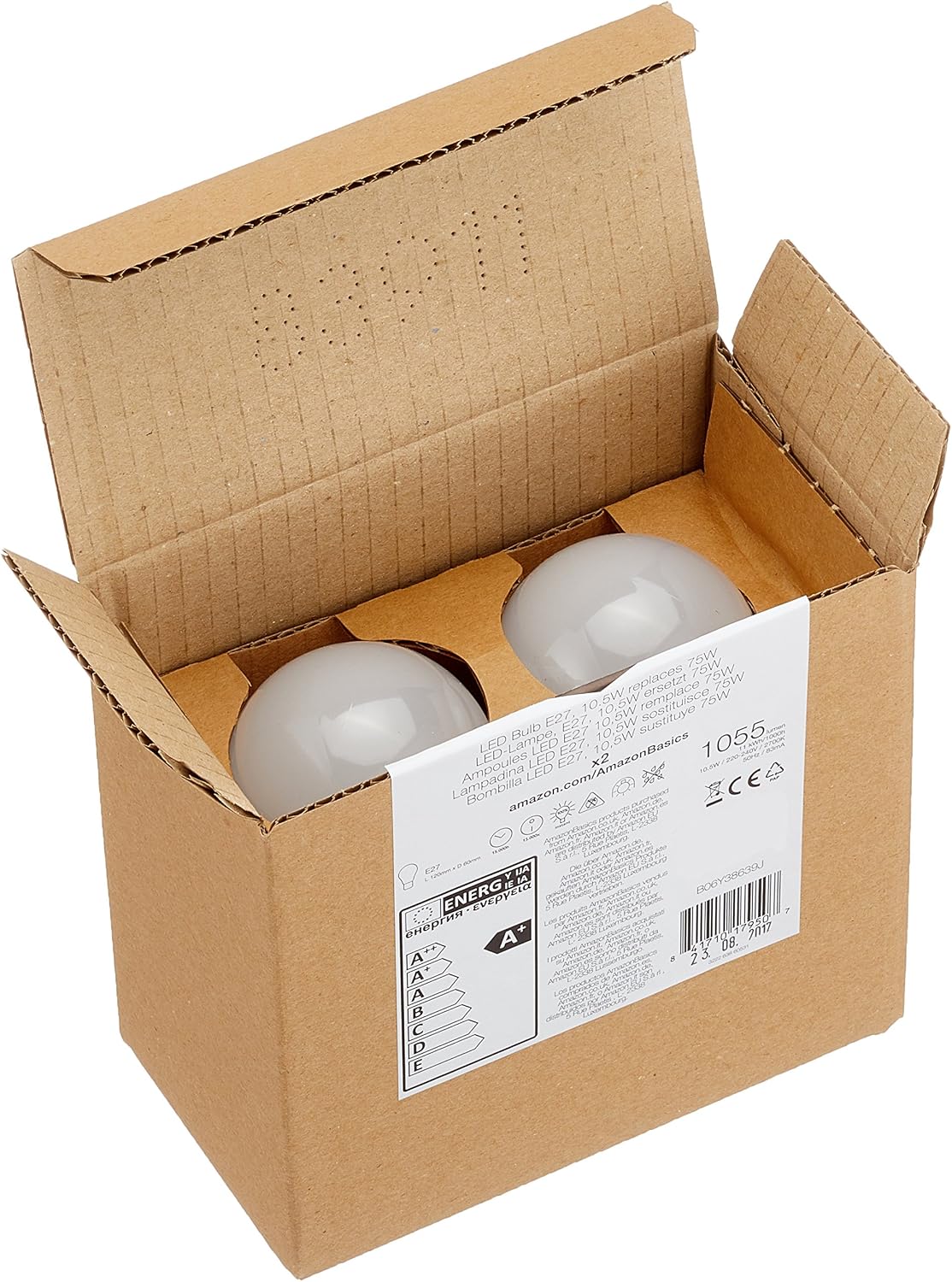 Amazon Basics LED E27 Edison Screw Bulb, 10 W (Equivalent to 75W), Warm White, Non Dimmable - 2 Count (Pack of 1) - Image 4
