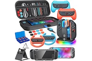 Switch 2 Accessories, [Charge Inside]Case Bundle for Nintendo Switch 2 2025 Console, FYOUNG 23 IN 1 Kit:Carrying Case,Controller Charger,Protective Shell,Grip for Joycon, Steering Wheel for Mario Kart