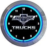 Chevrolet Chevy Trucks 100th Anniversary Blue Neon Clock 15 Inch Diameter with Blue Neon &ndash; 8CHVTK