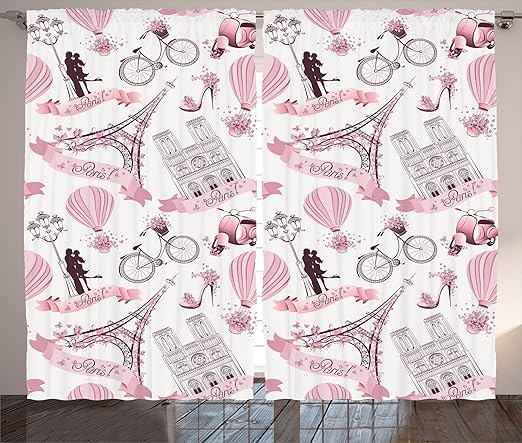 Amazon Com Ambesonne Eiffel Tower Curtains Travel In Paris Theme