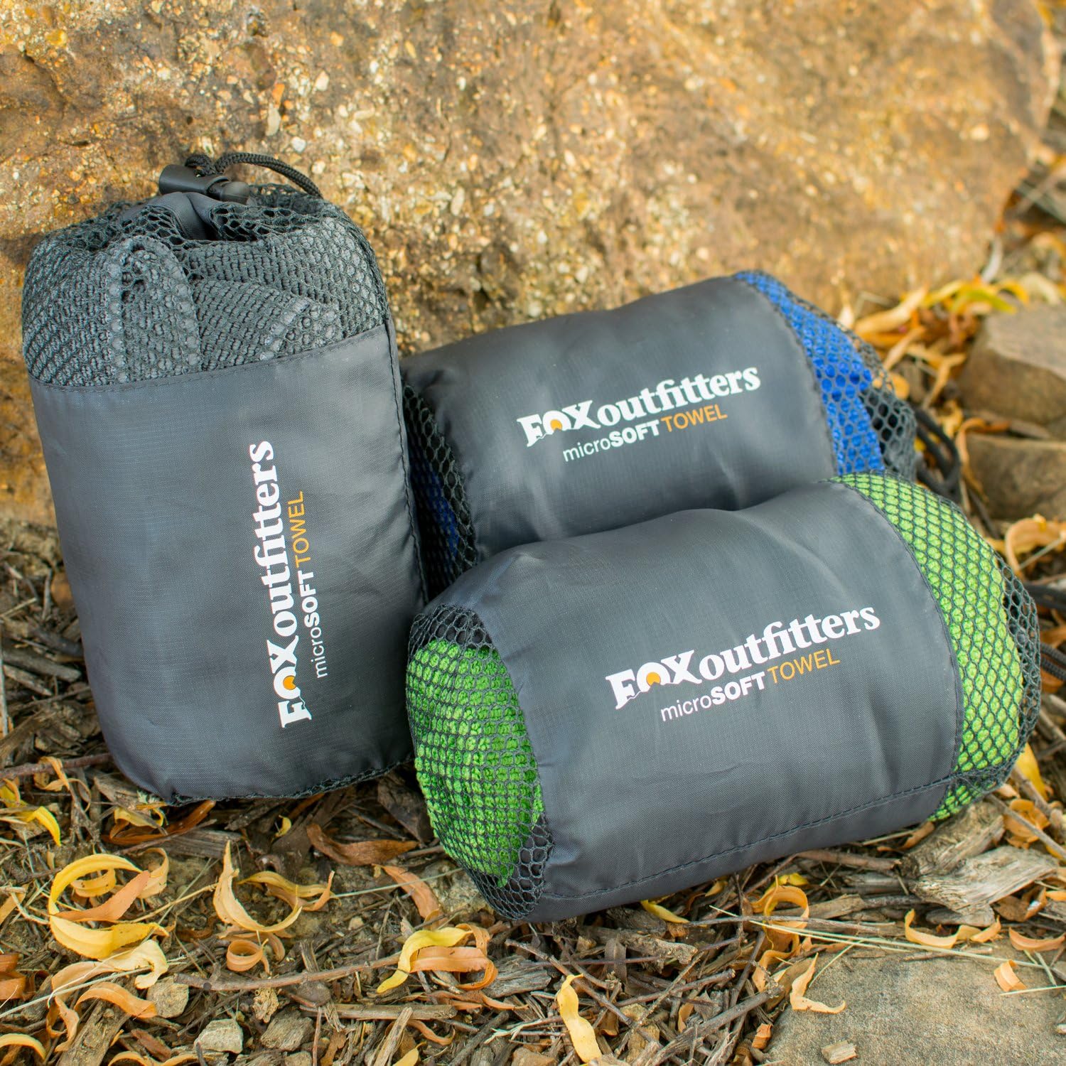Fox Outfitters Microsoft Towel - Ultra Compact Soft Dry Microfiber Camping & Travel Towel with Hang Loop Snap. Lightweight & Great for Backpacking, Hiking, Sports. : Sports & Outdoors