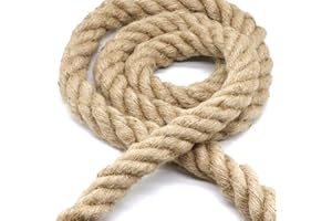 2 Inch x 50 Ft Natural Jute Rope, IMROPE Twisted Jute Rope 4 Strands for Arts Crafts, Swing, Garden, Home Decorating, Hammock