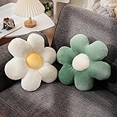 FSRONGXI 2Pcs Sage Green Throw Pillows, Daisy Pillow Flower Shaped Pillows Floor Cushions Preppy Girls Bedroom Decor Decorati
