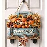 Fall Decorations for Home Fall Decor Truck Door Sign for Front Door Farmhouse Wooden Fall Truck Door Hanger Welcome Hanging Sign for Autumn Harvest Thanksgiving Outdoor Indoor Wall Home Decor