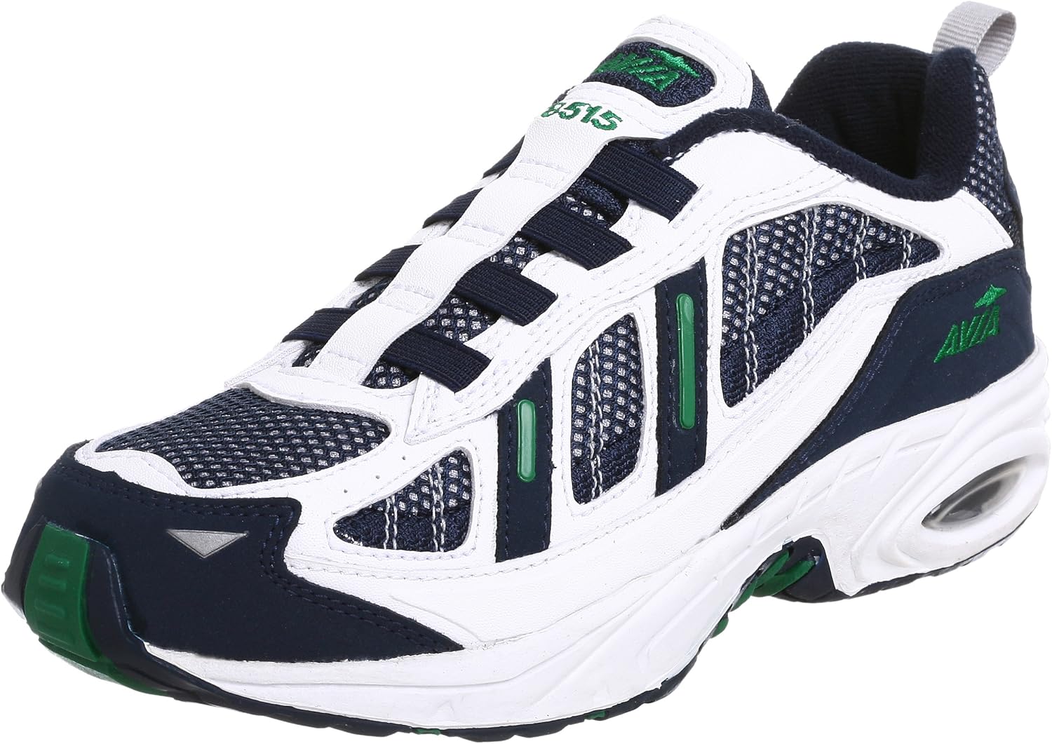AVIA Big Kid 8515 Running Shoe, White/Navy/Dark Green, 4.5