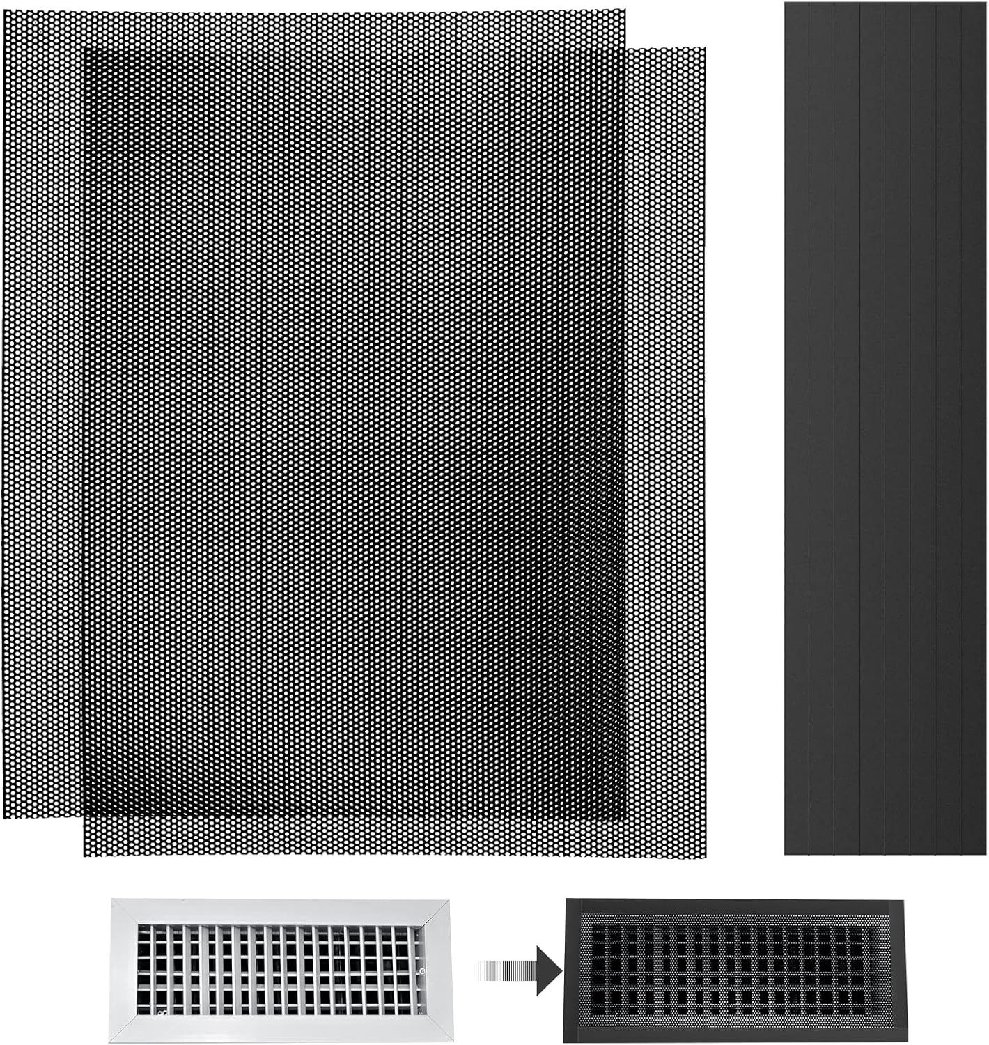 Registers, Grilles & Vents - 400x300mm DIY Floor Register Vent Cover, 2Pack PVC Magnetic Vent Cover Floor Register Trap AC Air Vent Screen Mesh for Floor Wall Ceiling Catch Debris Hair Insect, with 8PCS Magnetic Strip