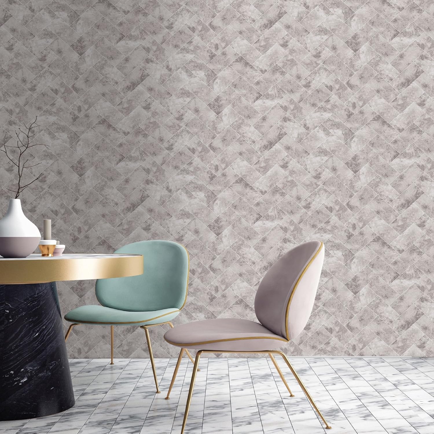 Contour Taupe Travertino Kitchen Bathroom Wallpaper Amazon.co.uk DIY & Tools