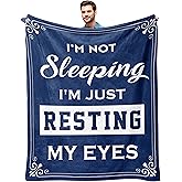 kituzol Birthday Gifts for Men, Funny Gifts for Dad, Father's Day Dad Gifts, Retirement Present for Grandpa, Husband Blanket, I'm Not Sleeping, I'm Just Resting My Eyes, Soft Nap Blanket (50" x 60")