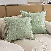 Home Brilliant Waffle Spring Pillow Covers 24x24 Set of 2 Super Soft Green Throw Pillow Covers Chenille Euro Shams Decorative Pillowcases for Couch Bed Room, 24 x 24 inch, Sage Green