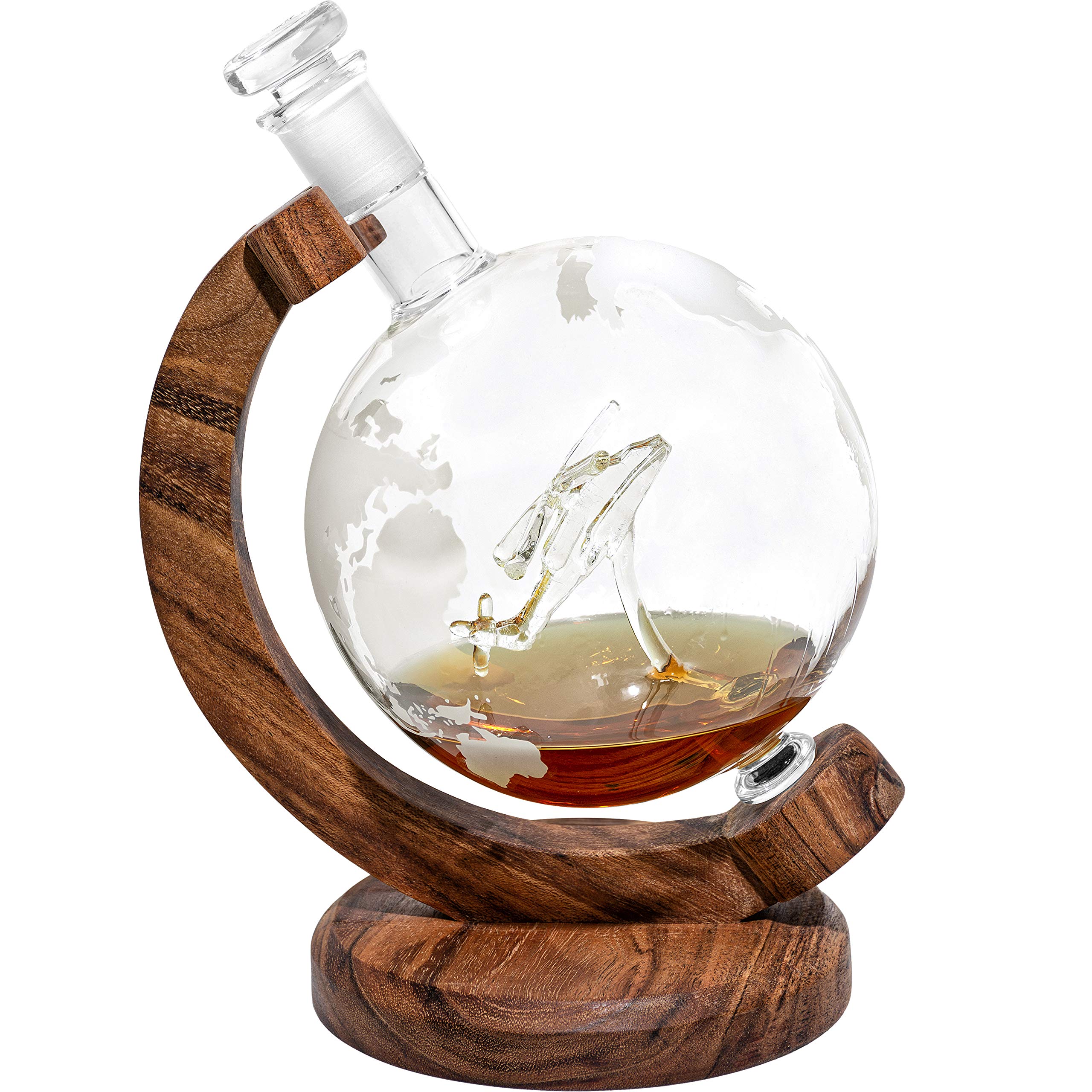Prestige DecantersHelicopter Etched Globe Whiskey - Helicopter Pilot Gifts w/ Helicopter Inside - Unique Personalized Gift, Gift for Promotion, Retirement, or Milestone - Helicopter Pilot Gift