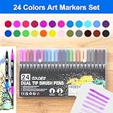 Halobios Dual Tip Brush Pens 24 Colors Art Markers for Drawing Calligraphy view 2